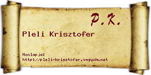Pleli Krisztofer névjegykártya